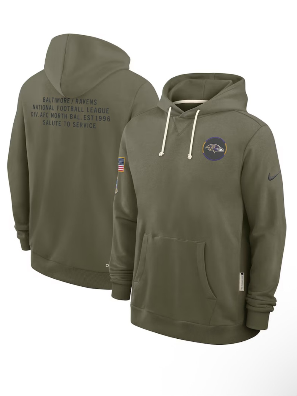 Nike Olive Baltimore Ravens Salute to Service Sideline Hoodie